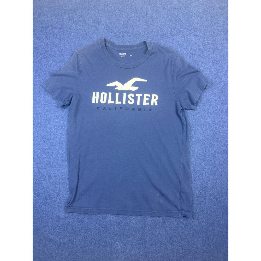 Hollister Womens S Blue Core Fit Logo Graphic T Shirt 100% Cotton